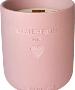 Keramik-Duftkerze - Abschiedsgeschenk Erzieherin, Danke Geschenk für Kita oder Kindergarten, Geschenk Lehrerin oder Kindergärtnerin, Gravur „Erzieherin mit Herz“