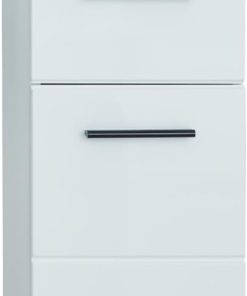 trendteam smart living - Skin - Standschrank - Weiß/Weiß Hochglanz - Badschrank mit 1 Schublade und 2 Fächern - (BxHxT) 30 x 79 x 31 cm - vielseitig einsetzbar - Kratzfest