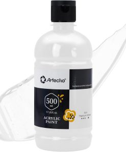 Artecho Acrylfarbe Titanweiß 500 ml, Wasserfest und Lichtecht, Schnell Trocknend, Acrylfarbe für Leinwand, Holz, Stoff, Handwerk, Leder und Stein.