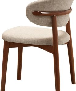 Mid Century Moderne Esszimmerstühle aus Holz – Bauernhaus-Stoff-Seitenstühle mit gebogener Rückenlehne für Küche & Wohnzimmer – stilvolle und bequeme Esszimmerstühle (2er-Set)