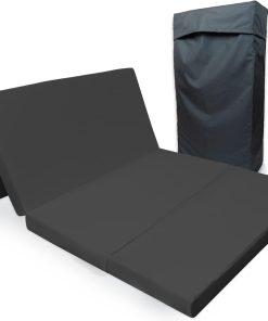 Tom'Shop Gästematratze (Dunkel Graphit 195x115x8 cm) Klappmatratze 4-teilige Faltmatratze Gästematratze Reisebett Schaumstoff Matratze zusammenklappbar mit Tasche