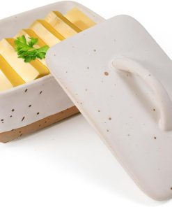 Vninkul Butterdose Keramik mit Deckel 350ml Butterglocke aus Keramik Butterschale Porzellan Butterbox Porzellan Vintage Butterbehälter Butterdosen Butter Dish für alle gängigen Butter
