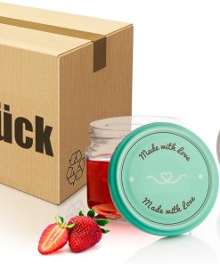 BigDean 12er Set Einmachgläser mit Deckel in rosa und Pastell-grün in Made with Love Stil - 330ml Sturzgläser Marmeladenglas