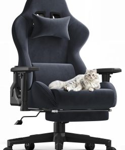 Devoko Gaming Stuhl Ergonomisch, Hochwertiger Stoff Bürostuhl weich und atmungsaktiv, 90-170°Rückenlehne verstellbar Gamer Stuhl, Gamingsessel Massage, Gamingstuhl mit Verstellbare Armlehnen, Gray