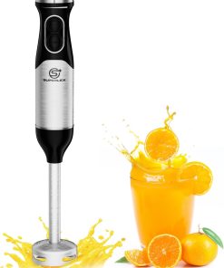 SUPERLEX Stabmixer Pürierstab Edelstahl Elektrische Stabmixer 600W 2 Geschwindigkeiten Turbofunktion Hand Blender Ergonomisches Design Kompakt Vielseitig Für Suppen Saucen Babynahrung Shakes
