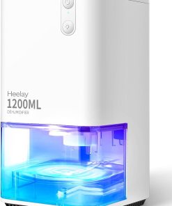 Heelay® Luftentfeuchter, 1200ML Kleiner Energiesparender Elektrischer Luftentfeuchter,Tragbar,Ultra Leise,Auto Abschaltung,7 Farbiges Licht,Raumentfeuchter Dehumidifier für Schlafzimmer,Bad,Home