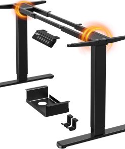 ErGear Höhenverstellbarer Schreibtisch Gestell mit 2 Starken Motoren, Höhenverstellbar Schreibtisch Elektrische Belastbar bis 120 KG, Tischgestell mit 4 Memory-Steuerung (Schwarz)