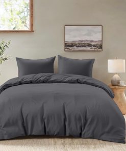 Dreamzie - Bettwäsche 200x220 Set Dunkelgrau – Bettbezug mit 2 Kissenbezug 80x80 – Mikrofaser Weich & Pflegeleicht - Oeko-Tex