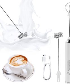Electric Milk Frother Stainless Steel Electric Whisk USB Rechargeable Milk Frother Suitable with Stand for Coffee, Cappuccino, Latte, Hot Chocolate