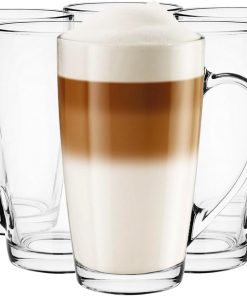 Glasmark Krosno Latte Macchiato Gläser Cappuccino 6er Set Teegläser- Mit Henkel Dessertgläser Wassergläser Kaffeegläser Glühweingläser Eiskaffee- Glühweintassen Groggläser 6x 400 ml