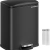 SONGMICS Mülleimer, Mülleimer mit Deckel, 20 l, Stufen-Mülleimer für Küche, Edelstahl, Absenkautomatik und bleibt offen, Inneneimer, inklusive 15 Müllbeutel, Schwarz ULTB543B01