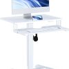 BONTEC Schreibtisch Höhenverstellbar mit Tastaturablage, mobiles Podium, Computer-Workstation bis zu 15 kg, Laptop-Sitz- oder Stehschreibtisch auf Rädern, höhenverstellbarer Stehtischm, Weiß