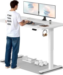 TRIUMPHKEY Höhenverstellbarer Schreibtisch, 160x80cm, Elektrisch Stehschreibtisch mit Dualmotor, Touchscreen,USB-A & Kabelmanagement,25mm Einteilige Tischplatte,ergonomischer Bürotisch, Weiß
