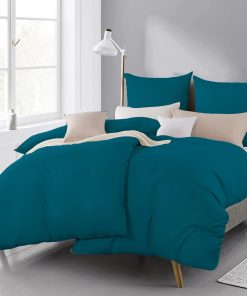 Beqnat Bettwäsche 135x200 4teilig Bettdeckenbezug - Mikrofaser Bettwäsche-Sets Petrol Bettbezug 135 x 200 cm 2er Set mit 2 Kissenbezügen 80x80 cm, Deckenbezug Bügelfrei und Weich