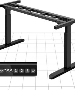 ONNWIN Höhenverstellbarer Schreibtisch Elektrisch mit 2 Motoren, Höhenverstellbarer Tischgestell 3 Memory-Steuerung Stehschreibtisch Standing Desk,Bedienung Bis 200 Kg,Nur Rahmen(schwarz)
