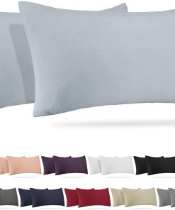 Barbons Kissenbezug 40 x 80 2er Set – 165 g/m² Oeko-TEX Zertifiziert Kopfkissenbezug 100% Jersey Baumwolle weiche Kissenbezüge Kissenhülle mit Reißverschluss (40x80-Blau)