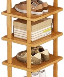 Schuhregal, Schuhaufbewahrung aus Holz, kleine Aufbewahrungsregale, platzsparendes Eckschuhregal, hoher Schuhturm, freistehendes Schuhregal für Eingangsbereich, Schrank, kein Werkzeug erforderlich
