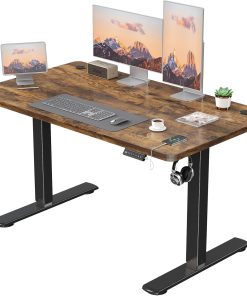 JUMMICO Höhenverstellbarer Elektrischer Schreibtisch mit USB Ladeanschluss, Schreibtisch Höhenverstellbar, Ergonomischer Steh-Sitz Tisch