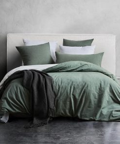 SOULFUL Bettwäsche 155x220 Baumwolle, Bettwäsche-Sets Salbei Grün mit Reißverschluss, Ähnliche Textur wie Stone Washed Leinen, Enthält 1 Bettbezug 155x220 und 1 Kissenbezug 80x80