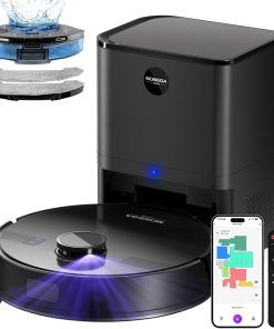 MONSGA Saugroboter mit Wischfunktion, 3.5L Staubsauger Roboter mit Absaugstation, 5000Pa Saugkraft, 180Min Laufzeit, LiDAR Navigation, Starke Saugkraft ideal für Teppich und Tierhaare, APP Steuerung