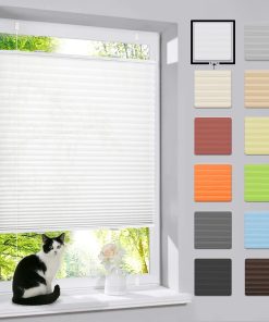 bobodeco Plissee ohne Bohren Klemmfix Faltrollo Jalousie Weiß 60x130cm (BxH), Plisseerollo Sichtschutz und Sonnenschutz Blickdicht Easyfix lichtdurchlässig Rollo für Fenster & Tür