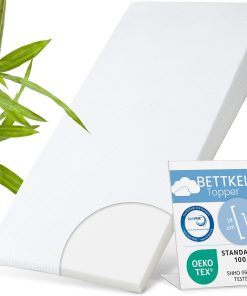 ELONEO Bettkeil Topper 80 x 190 cm aus Komfortschaum, Matratzen-Keilkissen zur Bettneigung, Keilmatratze, Keilförmige-Matratzenauflage, Erhöhungskeil, Bezug waschbar