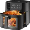 Heißluftfritteuse XXL Air Fryer 9L - Heissluftfriteuse mit Großes Sichtfenster | Friteuse Airfryer ohne Öl mit Digitalem Led Touchscreen, 8 Programmen, Shake-Modus, 1800W, Rezeptbuch
