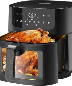 Heißluftfritteuse XXL Air Fryer 9L - Heissluftfriteuse mit Großes Sichtfenster | Friteuse Airfryer ohne Öl mit Digitalem Led Touchscreen, 8 Programmen, Shake-Modus, 1800W, Rezeptbuch