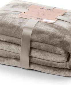 DecoKing Kuscheldecke 150x200 cm Cappuccino Decke Microfaser Tagesdecke Fleece weich sanft kuschelig beige Mic