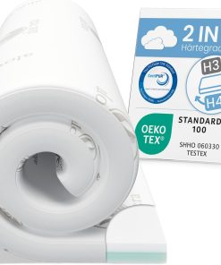 ELONEO Viskoelastischer Matratzen-Topper, MemoryFoam Matratzenauflage, Viscoauflage, Wendefunktion mit 2 Härtegraden, inkl. Aloe Vera Bezug (90 x 200 cm, Viskoschaum - 7 cm)