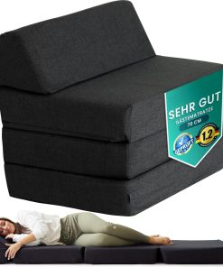DYNMC you Klappmatratze – Gästematratze klappbar – 14cm dick & bequem H3 – Faltbare Matratze, platzsparend klappbar – Reisebett Erwachsene – Test SEHR GUT Oeko TEX Standard (Schwarz, 200x70x14)