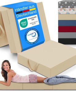 ELONEO Klappmatratze, Gästematratze, 3-teilige Faltmatratze, Schaumstoff extra dick (15cm), waschbar, Bandscheibenwürfel, klappbar, Faltbare Matratze, Erwachsene (Creme, 75 x 195 x 15 cm)