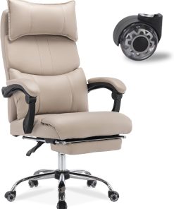 SEEDWAVE Ergonomischer Bürostuhl mit Fußstütze, Kopfstütze und Lendenstütze, Verstellbarer Chefsessel bis 150 kg belastbar, höhenverstellbar, ideal für Büro und Home Office