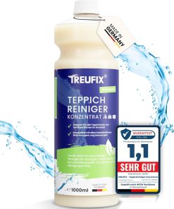 Treufix Teppichreiniger & Polsterreiniger Konzentrat für alle Teppichböden und Polster | Effektives Teppich Reinigungsmittel 1L | Geeignet für alle Waschsauger und Nasssauger | Made in DE