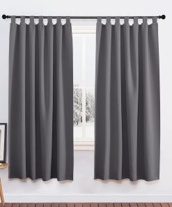 PONY DANCE Verdunklungsvorhänge Schlaufenschal 2er Set - Vorhänge Grau H 175 x B 140 cm Schlaufengardinen Blickdicht Thermovorhänge Wohnzimmer Modern Vorhang Grau Blickdicht