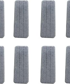 8 Stücke Mikrofaser Ersatzkopf für Wischmopp, Waschbarer Saugfähiges Wischmopp Bezug, Ersatztuch Mop Pads Mop Microfaser Reinigung Pads Flach Für Büro, Zuhause, Hartholz, Fliesen (Grau, 32 x 12cm)
