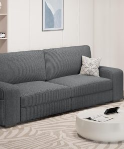 Yaheetech Sofa 212 x 81 cm Polstersofa aus Cordstoff mit Abnehmbare Kissen und Rückenlehnen Couch mit Breite Armlehnen für Wohnzimmer/Schlafzimmer/Spielzimmer Dunkelgrau