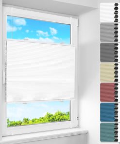 BelleMax Wabenplissee ohne Bohren Verdunkelung Thermo Plissee Klemmfix, Weiß-weiß 40x130 cm (BxH), 100% Blickdicht Verdunklungsplissee, Schallschutz Sonnenschutz Doppelplissee für Fenster