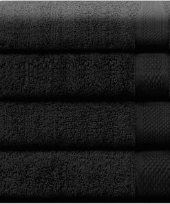 CAMRY Handtuch Set 4-teilig - 2 Badetücher 70x140 cm und 2 Handtücher 50x100 cm aus 100% Baumwolle 500 g/m² - weiche und saugstarke Tücher in Farbe Schwarz