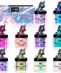 LET'S RESIN Chameleon Powder, 10 Stück Farben Shift Glimmerpulver für Epoxidharz/Tumbler, Gesättigtes farbwechselndes Chrompigmentpulver Seifenherstellung, Kerzenherstellung, Schleim