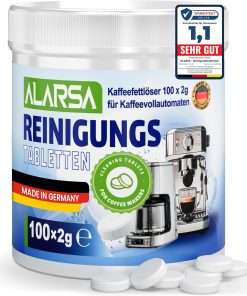 100 Stück Premium Reinigungstabletten für Kaffeevollautomaten und Kaffeemaschinen Kaffeefettlöser Tabletten kompatibel mit Jura De’Longhi Bosch Siemens Krups Miele Melitta Philips u.v.m.