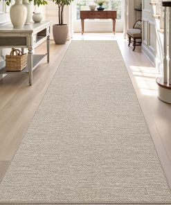 DEXI Teppich Läufer, Küchenteppich waschbar rutschfest, Flur Teppich Absorbierend, dauerhaft & antistatisch, Küchenläufer für Eingang, Küche, Wohnraum, 60x180cm, Beige