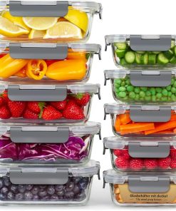 GOOD FOR YOU - Meal Prep Boxen & Glas-Frischhaltedosen Set – 20-teilig (10 Behälter & 10 Deckel), Spülmaschinen-, Mikrowellen- & Gefriergeeignet, BPA-frei, Borosilikatglas Behälter