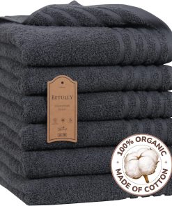 Betully 50x100 cm Handtücher Set 6 Stück aus 100% Baumwolle Schnelltrocknendes 500 gr/m² Türkisches Baumwolle Gästehandtücher Set (Anthrazit)