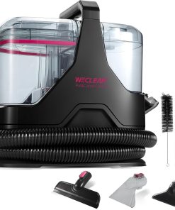 WECLEAN C3 Waschsauger, 600W 18Kpa Nasssauger Polsterreiniger Gerät,Fleckenreiniger für Teppiche, Sofas, Treppen, Fenster, Spiegel, Polstermöbel, Autos, Schwarz and Rosa