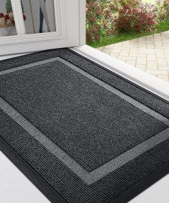 Homaxy Fußmatte außen und innen, rutschfest Schmutzfangmatte, Waschbar Fussmatte, pflegeleicht robust Fußabtreter für Haustür, Eingang, Balkon, Garten(43X76cm, Grau)