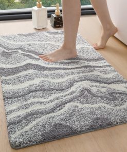 DEXI Badezimmerteppich 44 x 76 cm, Badvorleger rutschfest waschbar, Badematte Mikrofaser Saugfähig, weicher Badematten & Badteppiche für Dusche, Badezimmer, Waschküche, Grau