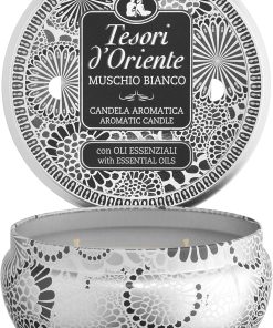 Tesori d'Oriente Duftkerze mit dem Duft von weißem Moschus, rund, 1 Stück