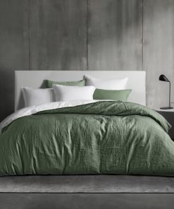 Dreamzie Bettwäsche 155x220 Baumwolle, Bettwäsche-Sets Grün mit Reißverschluss, Ähnliche Textur wie Stone Washed Leinen, Enthält 1 Bettbezug 155x220 und 2 Kissenbezug 80x80