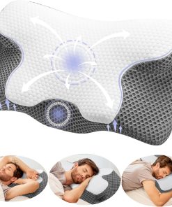 YunNasi Ergonomisches Nackenstützkissen Orthopädisches Kopfkissen aus Memory Foam Nackenkissen für Seiten Rücken & Bauchschläfer mit abnehmbarem und waschbarem Bezug (Style 1:60 * 34 * 13/10cm)